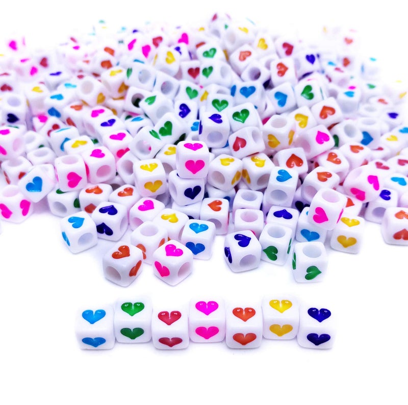 Looconi Amaney 400Pcs 6x6mm White Acrylic Colorful Heart sheap Cube Beads Mixed Colors Square Shape Loose Beads for Jewelry Making - Image 1